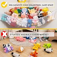 Vista 6 de X-Large Stuffed Animal Net Hammock Corner (Fixed Size Min 3’6” Right-angled Corner Space Each Side, Non-Stretchable) Toy Organizer for Plushies White