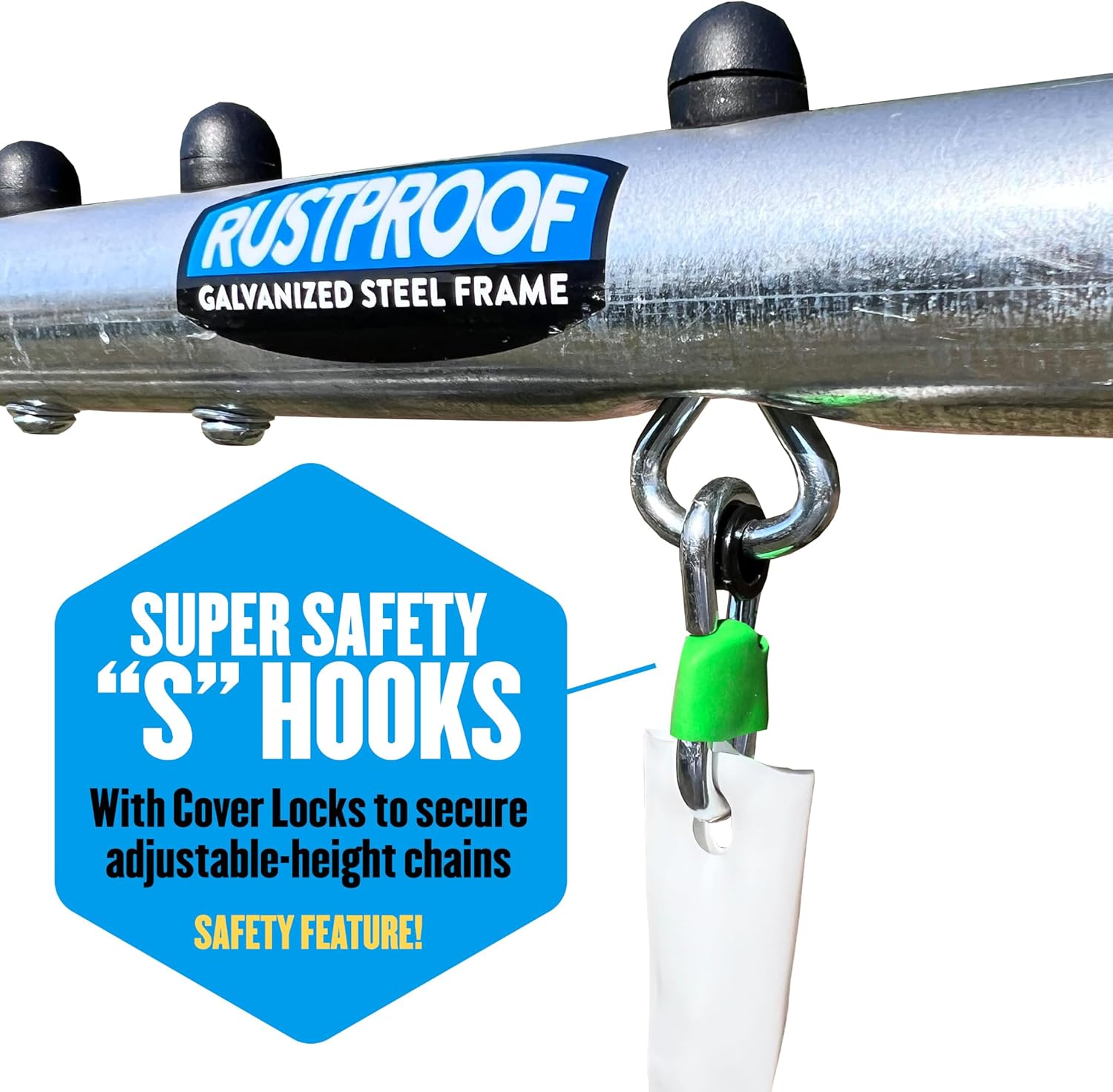 Firefly Water Park. Swing Set for Backyard. Easy Assembly, Galvanized Metal Frame, 5 User / 4 Station. LED Swings, SuperDisc Swing, 5' Waterslide and 6' Slide Tarp, 148" x 93" x 74", by XDP Recreation