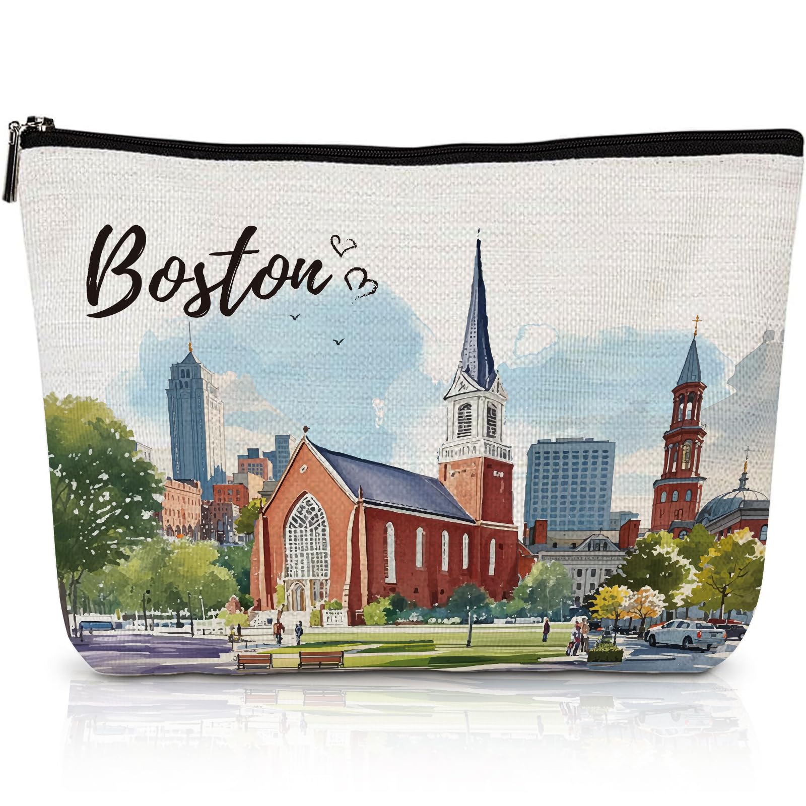 Boston Bag Souvenir Gifts - Boston City Travel Makeup Bag, Boston Theme Watercolor Cosmetic Bag, Boston Lovers Gifts, Massachusetts Gift for Women Girls Traveller