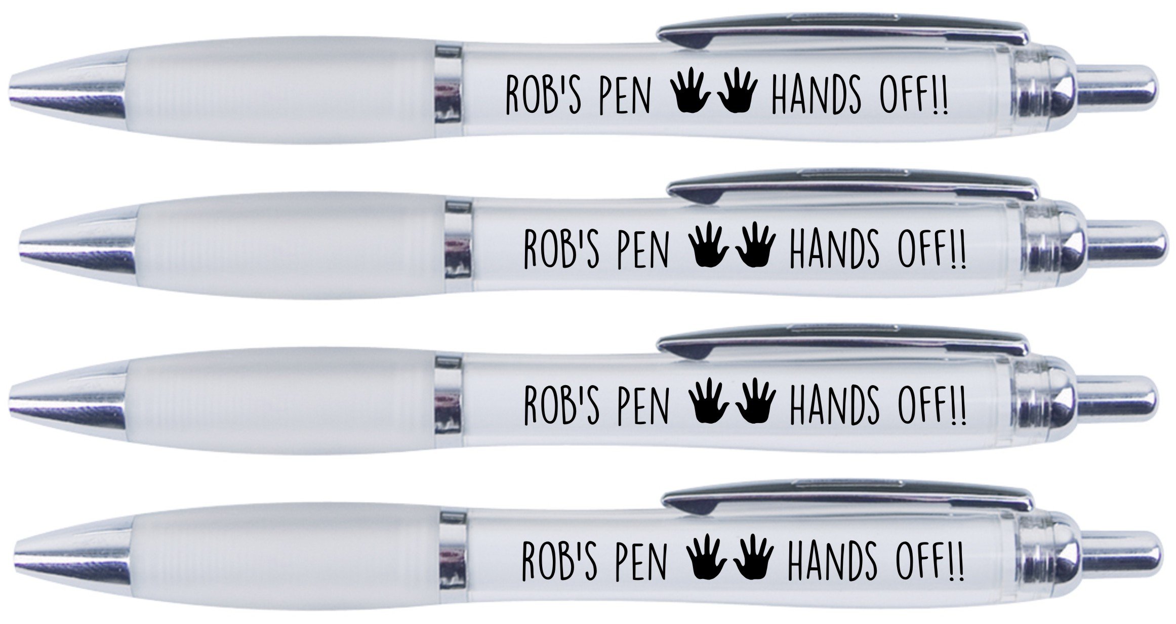 ROB'S Pen Hands Off!!, 4 Printed PENS for ROB