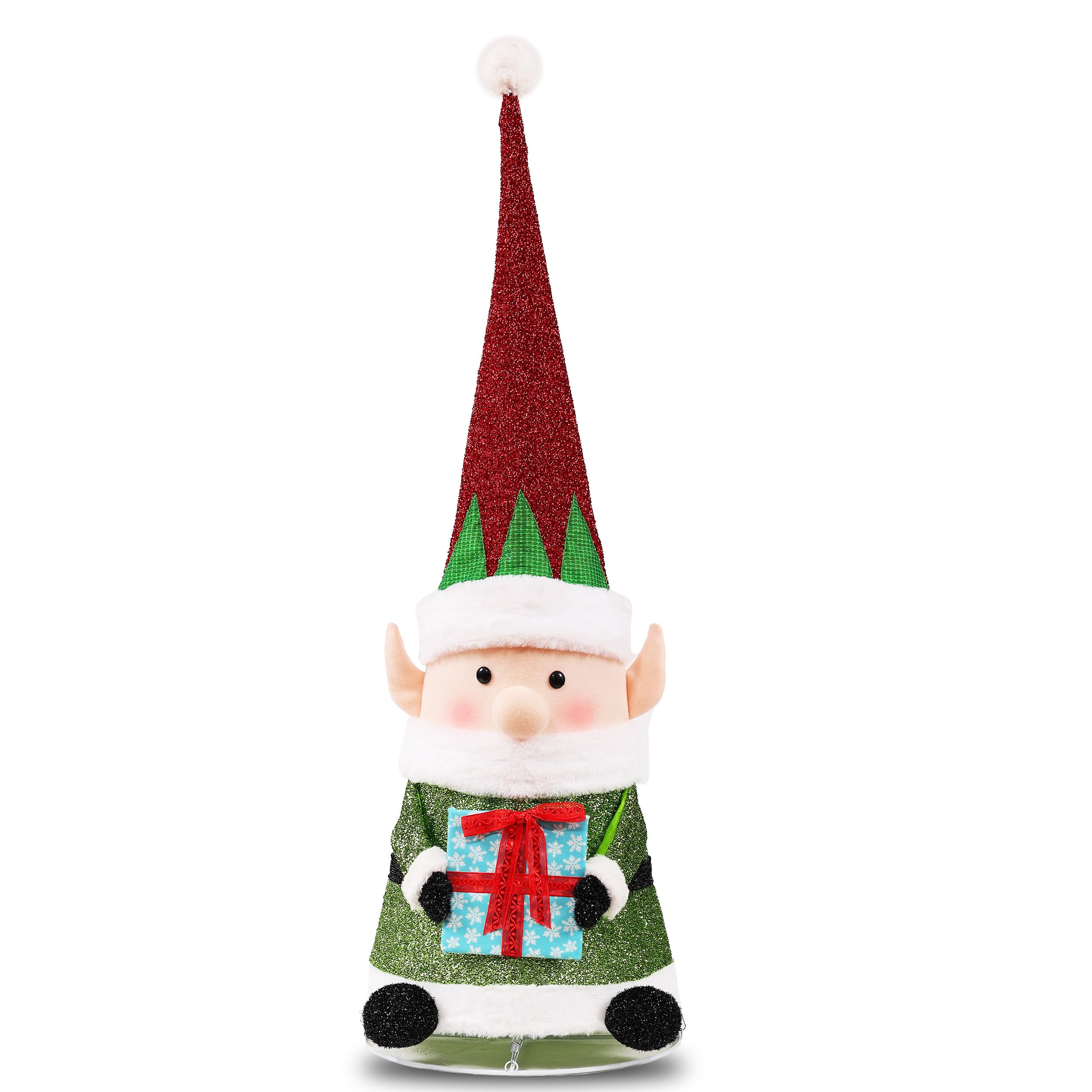 45INCH Christmas Decor, Elf with LED Lights, Elf Decorations Gift for Xmas, New Year, Winter, Outdoor Indoor Home Office Decorations(Red and Green)