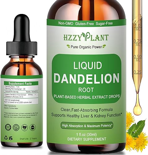 Extracto de raíz de diente de león, gotas orgánicas de raíz de diente de león para limpieza del hígado, apoyo de desintoxicación, suplemento de raíz