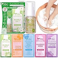 Vista 32 de Kit de Pedicura para Remojo de Pies: Sal de Burbujas, Exfoliante de Azúcar, Mascarilla de Masaje, Loción de Masaje en una Caja, Kit de Spa de 4
