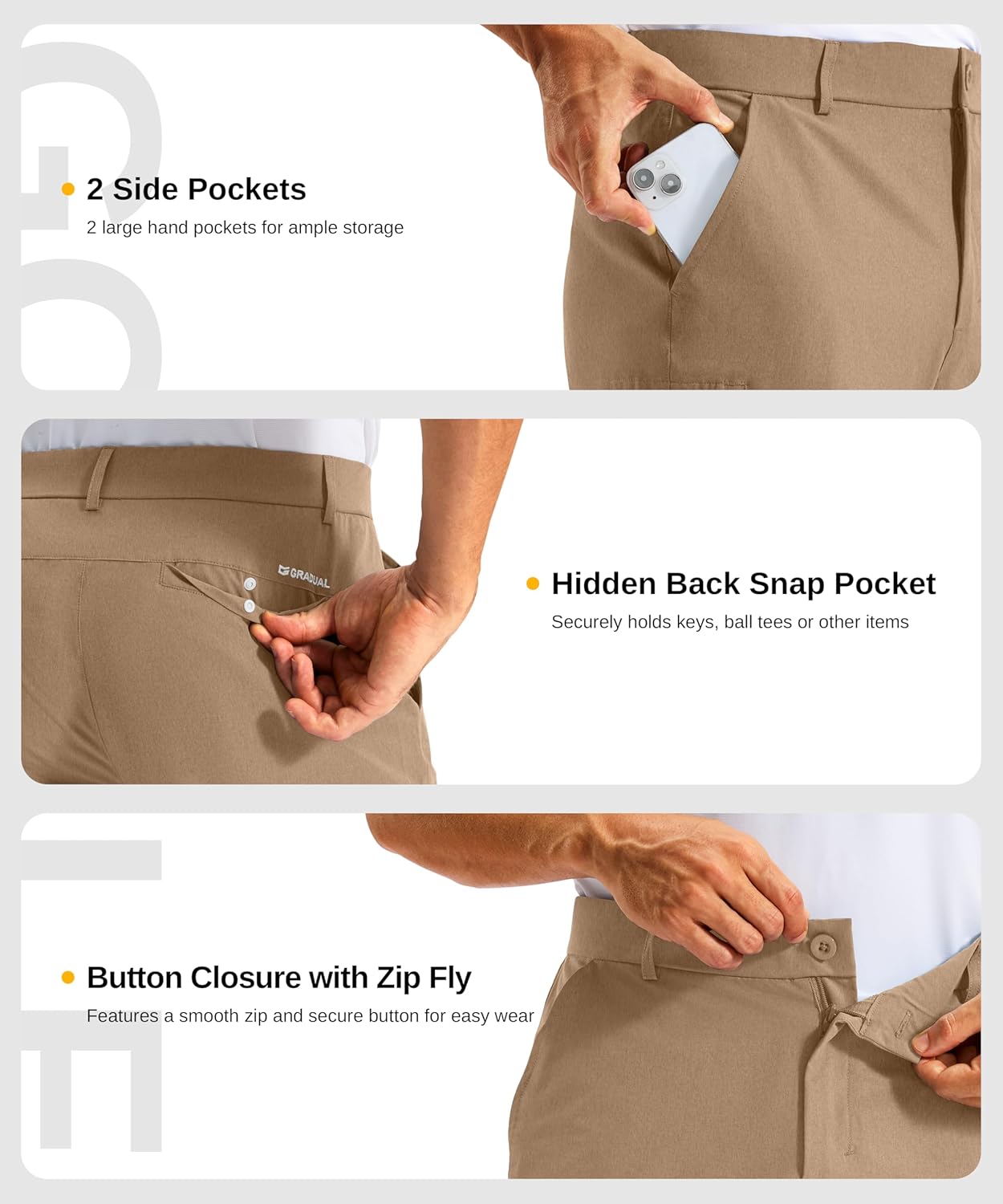 G Gradual Men's Golf Dress Shorts 7 Inch Inseam Lightweight Quick Dry Chino Casual Work Shorts for Men with 4 Pockets - Image 6