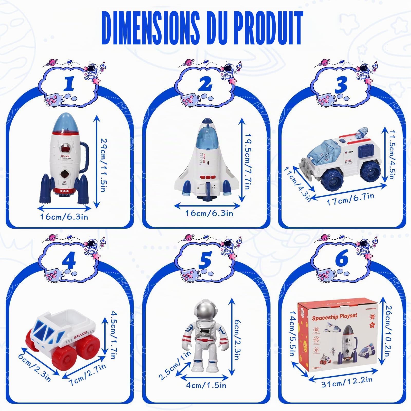 Fusée Jouet Espace pour Enfants, Toys spatiaux pour Les Enfants avec Astronautes Fusée Effets Sonores et Lumineux, Jouet pour garçons et Filles, kit de Jeu d'exploration d'astronautes