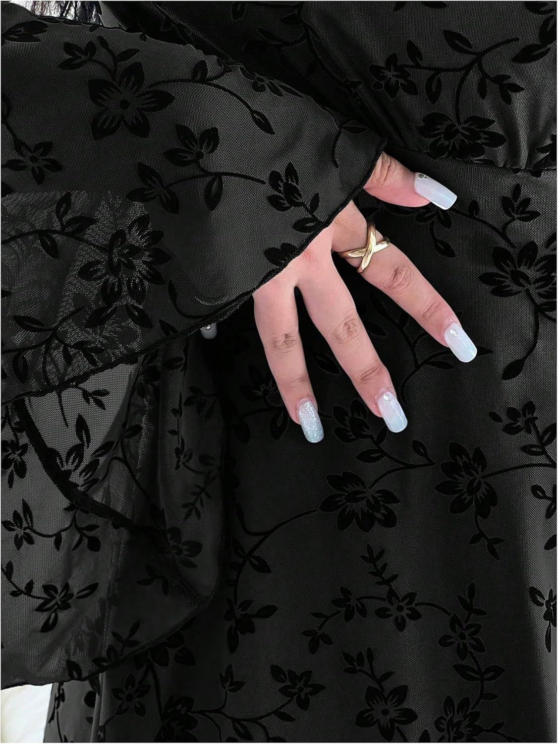 Women's Plus Size Goth Dress Long Bell Sleeve Bow Tie Dresses Vintage Floral Fall Mini Dresses Party Club Outfits - Image 5