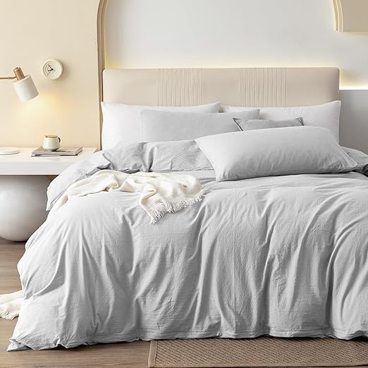 SOMITO Light Grey 3 Pieces Duvet Cover Set Full Home