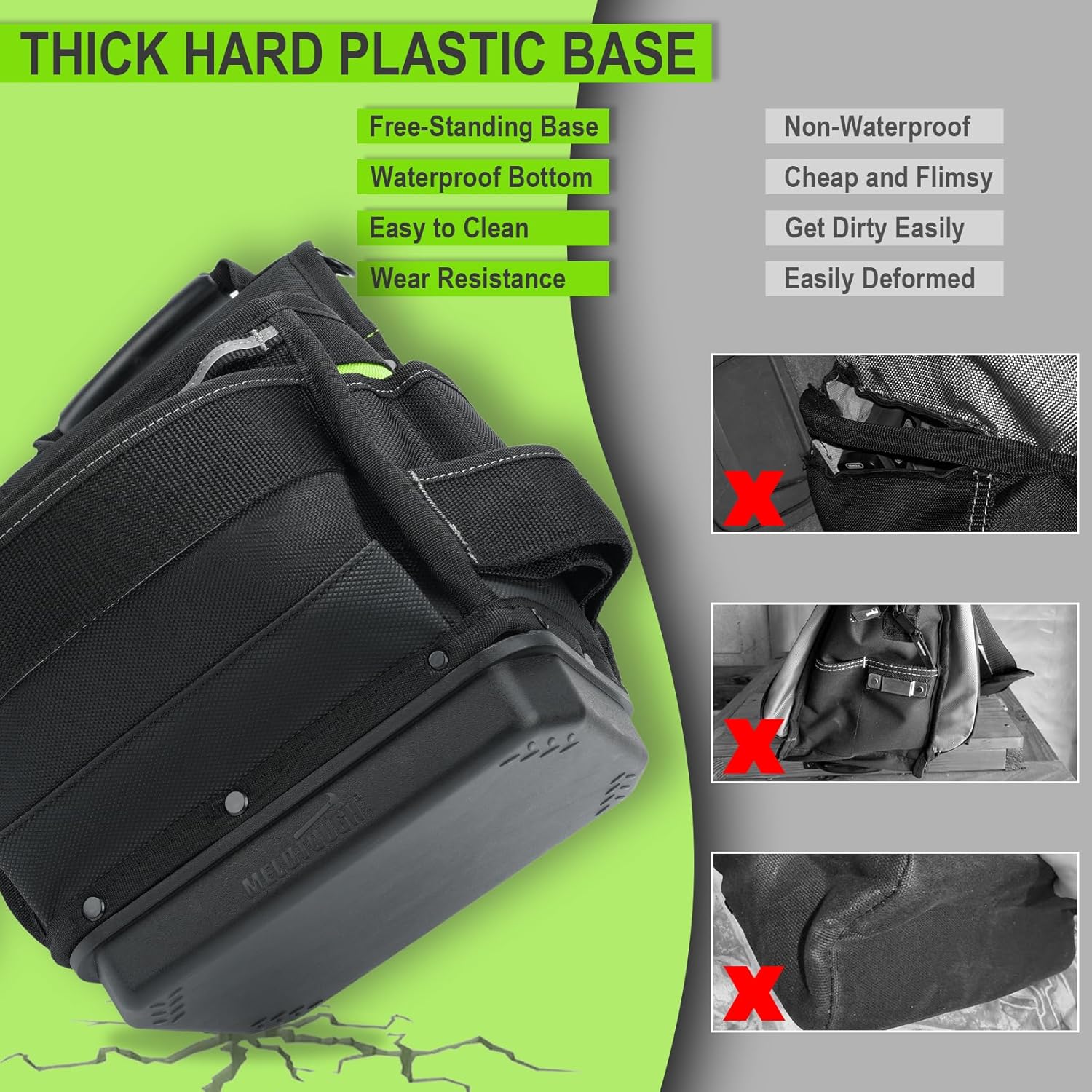 MELOTOUGH Electrician Tool Pouch Bag with Padded Shoulder Strap Constructed Professional 27 Pockets Pouch with Belt Clip Easy Access Tool Belt Pouch with Hard Bottom for Carpenter/Technican