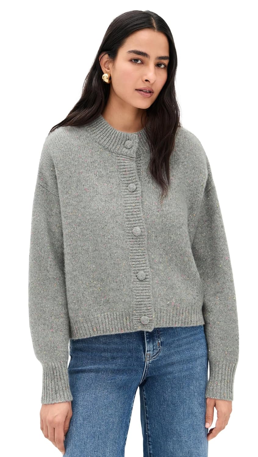 FRAME Womens The Cashmere Fleck Cardigan