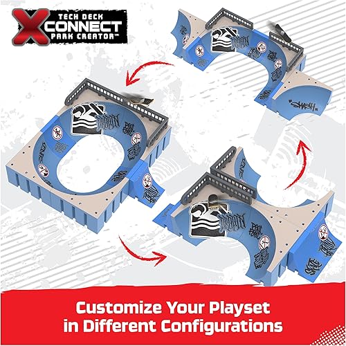 Miniatura 3 de Tech Deck, Daewon Mega Bowl, X-Connect Park Creator, juego de rampas personalizable y construible con monopatín de dedos exclusivo, juguete para