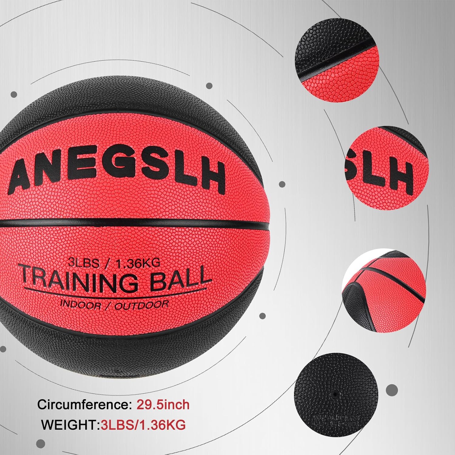Size 7 Weighted Heavy Basketball 29.5" Indoor & Outdoor Training Ball for Strength, Dribbling, Shooting, Enhanced Basketball Skills and Daily Practice thumbnail