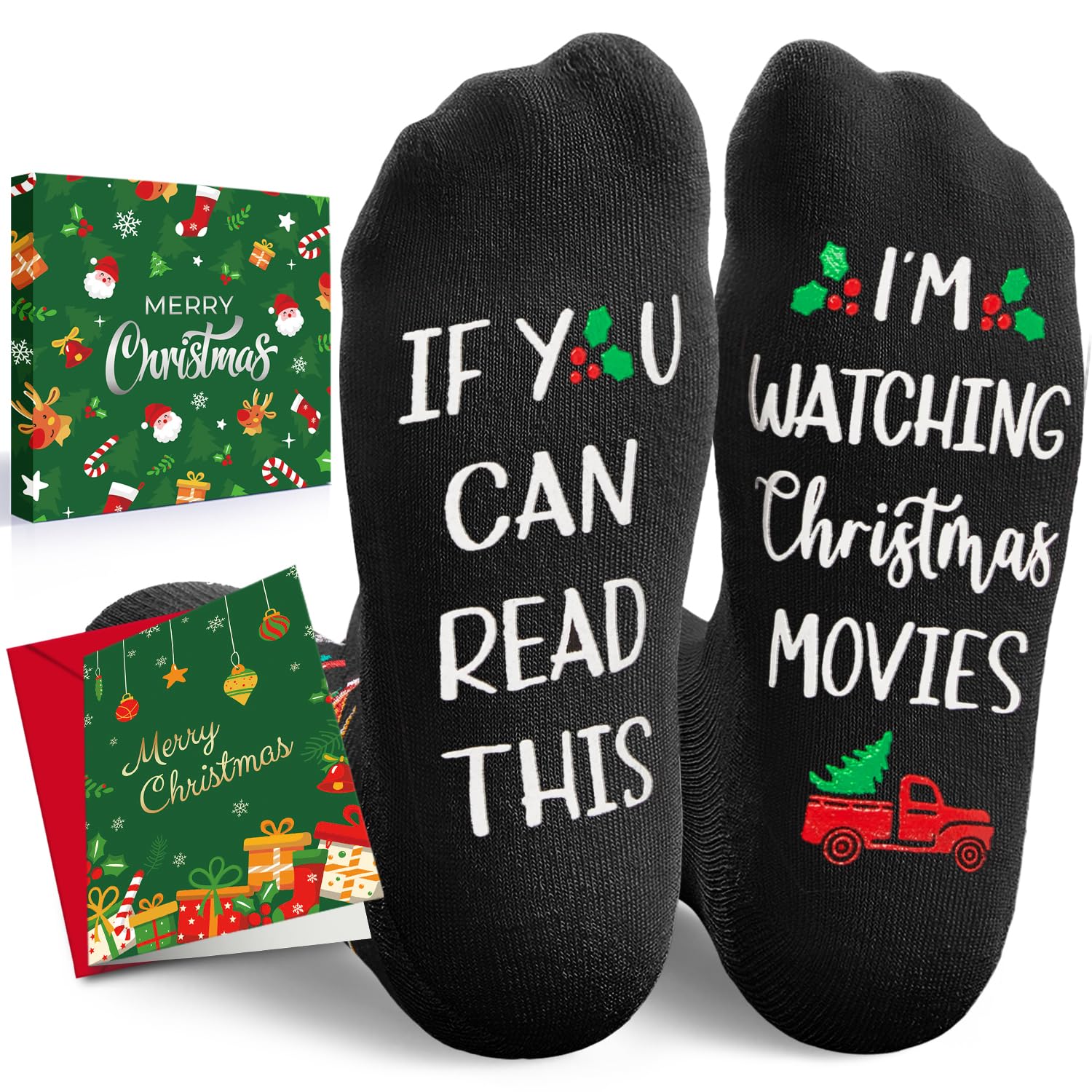 HAPPYPOP Funny Christmas Socks - Xmas Stocking Stuffer Gift Ideas for Holiday Women Men