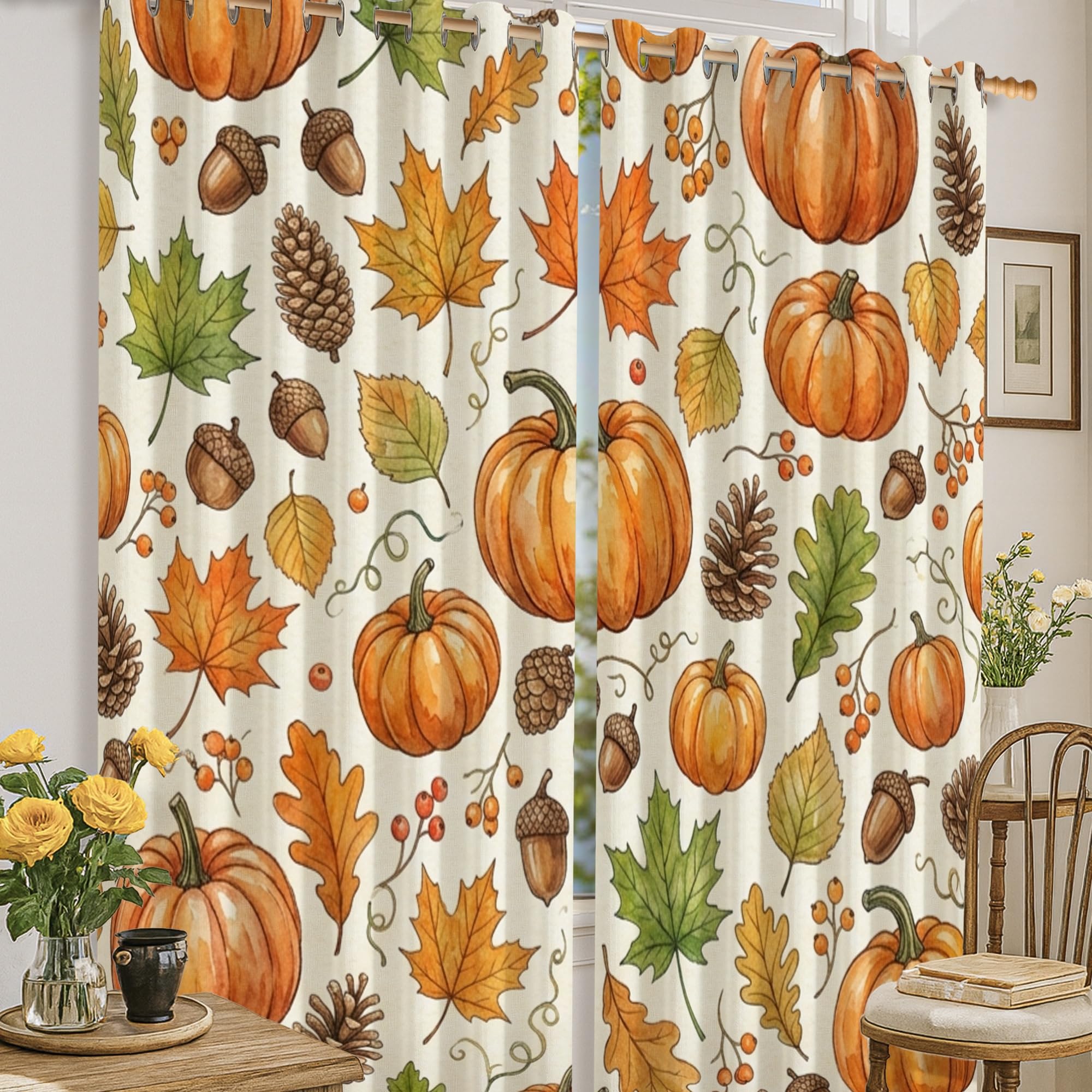 Rideaux occultants motif citrouilles pour créer un cocon d'automne dans votre bureau