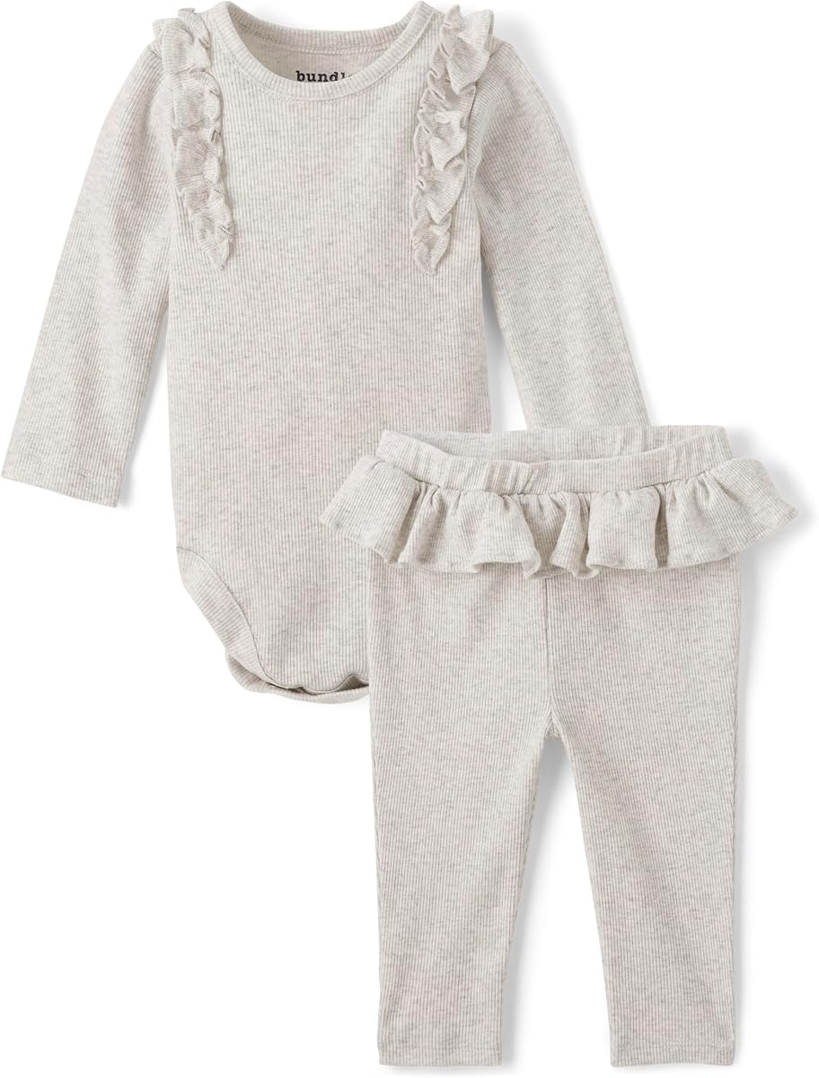 The Children's Place Baby Girls' Long Sleeve Bodysuit and Pants, 2 Piece Set