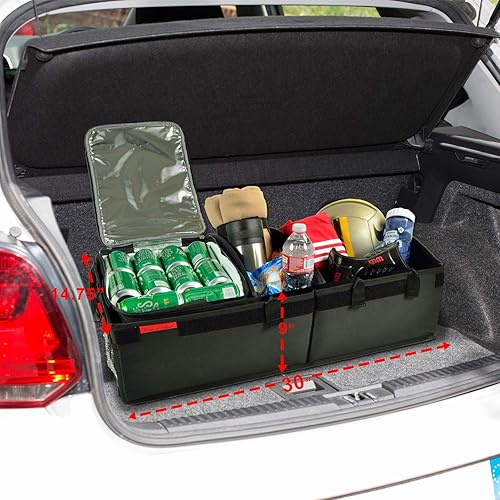 Miniatura 5 de Picnic at Ascot Organizador de maletero de base rígida resistente con capacidad para 28 latas a prueba de fugas, divisores ajustables, 30 pulgadas