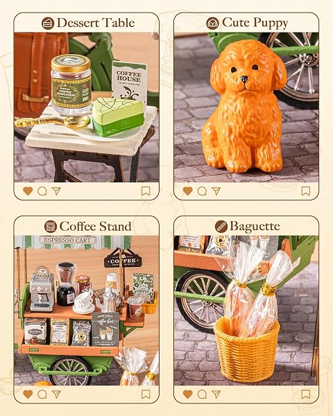 Rolife Casa delle Bambole Carrello del Caffè Aromatico Kit de Modello in Legno Casa in Miniatura Book Nook Decorazione per la Casa Regalo Creativo per Adulti - 3