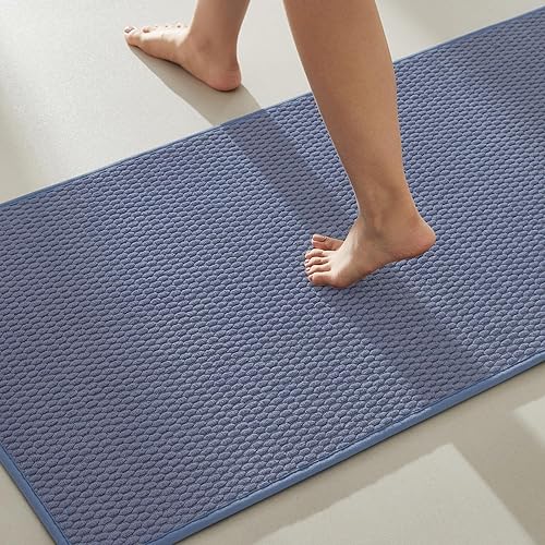 Miniatura 58 de Alfombras de baño antideslizantes, lavables, superabsorbentes, delgadas, pequeñas, de secado rápido, de pelo bajo, color gris oscuro, 16 x 24 Gris