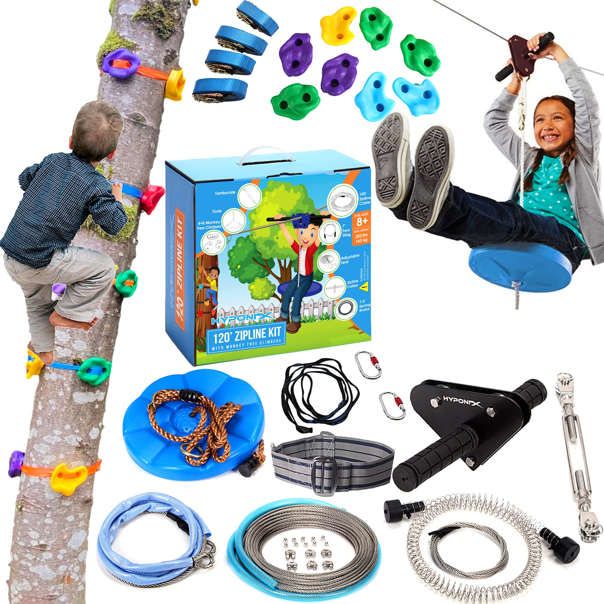 Buy Hyponix 120' Zipline Kits for Backyard for Adults / Kids 100