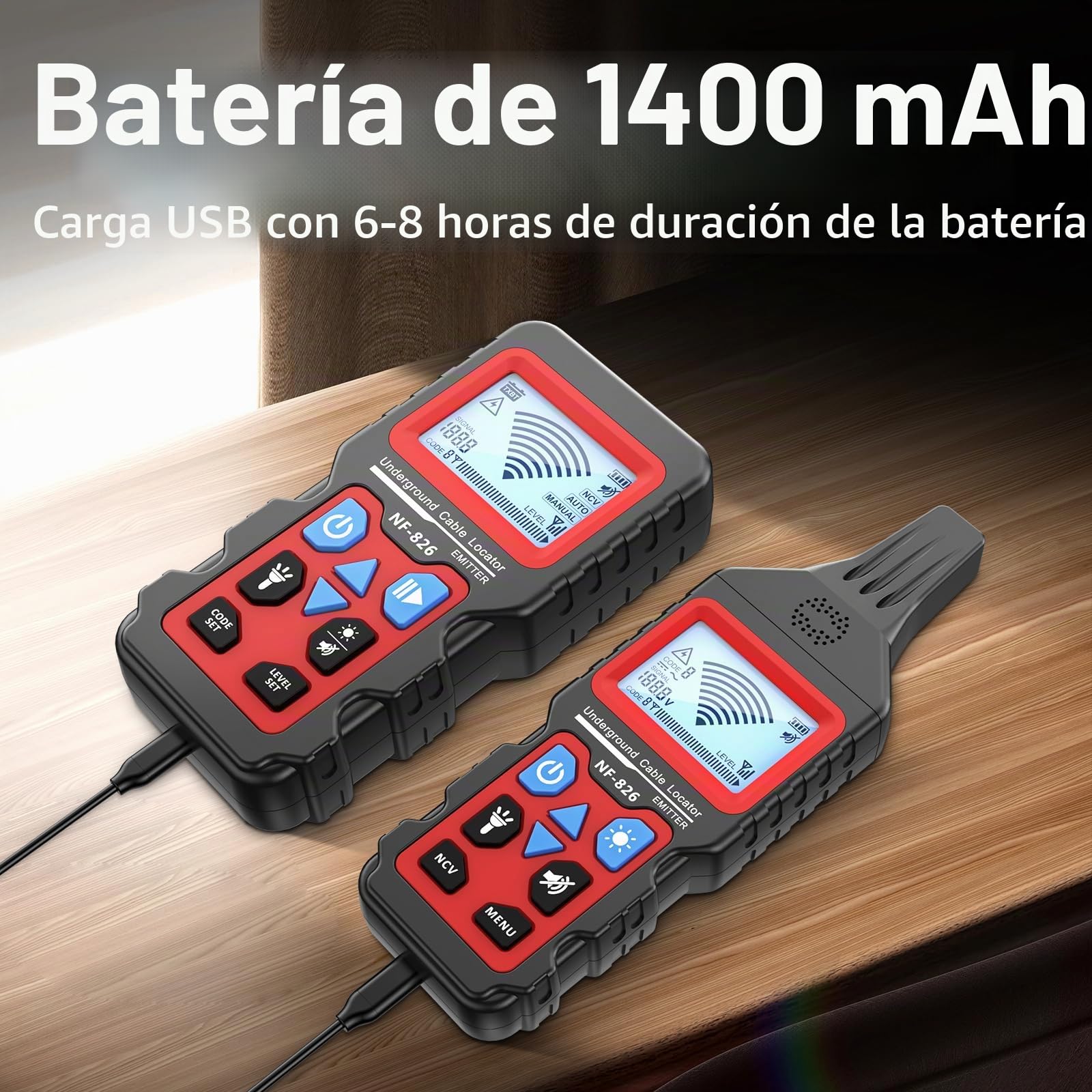 NF-826 - Detector de cables subterráneo, rastreador de cables, comprobador de cables, detector de tubos de metal, rastreador de cables, herramienta para detectar cables de pared y tierra