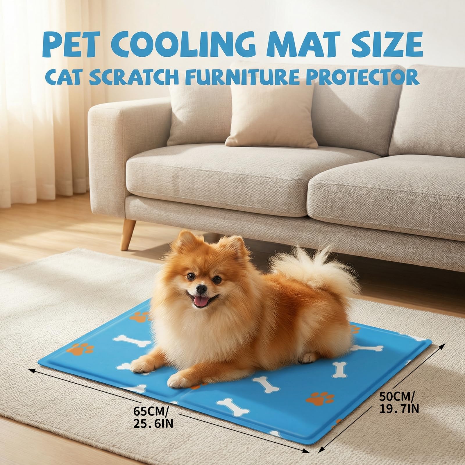 Ninonly Alfombra Refrescante para Perro Gatos 50x65cm, Alfombrilla Refrescante Cojín de Gel Auto Refrigerante Impermeable, Cama Fria para Mascotas Hogar Viajes Coche Verano