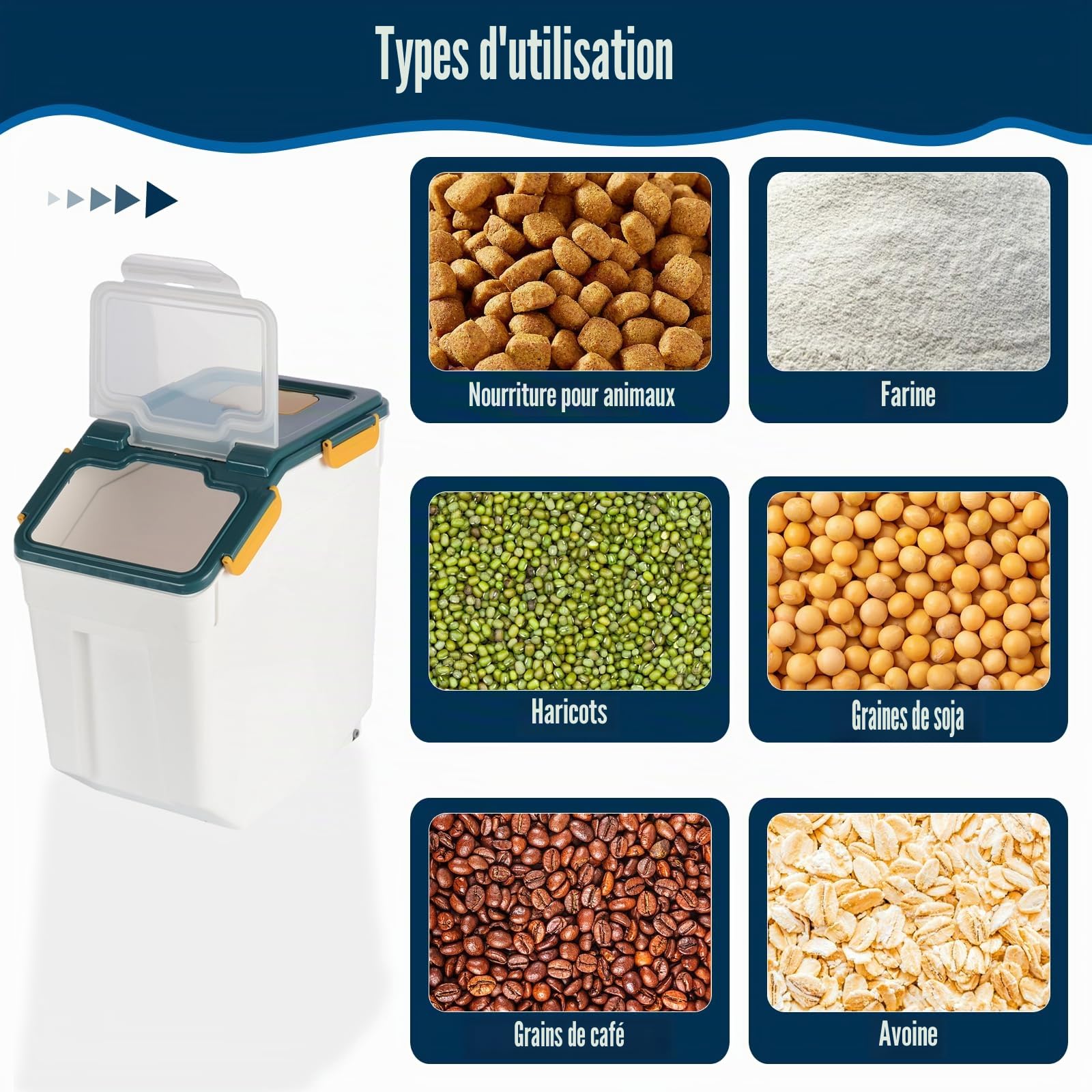 Conteneurs de conservation pour nourriture pour animaux de compagnie, 2 pièces, 15 kg, hermétiques, pour nourriture pour chiens, sans BPA, contenants pour nourriture pour chats avec pelle pour