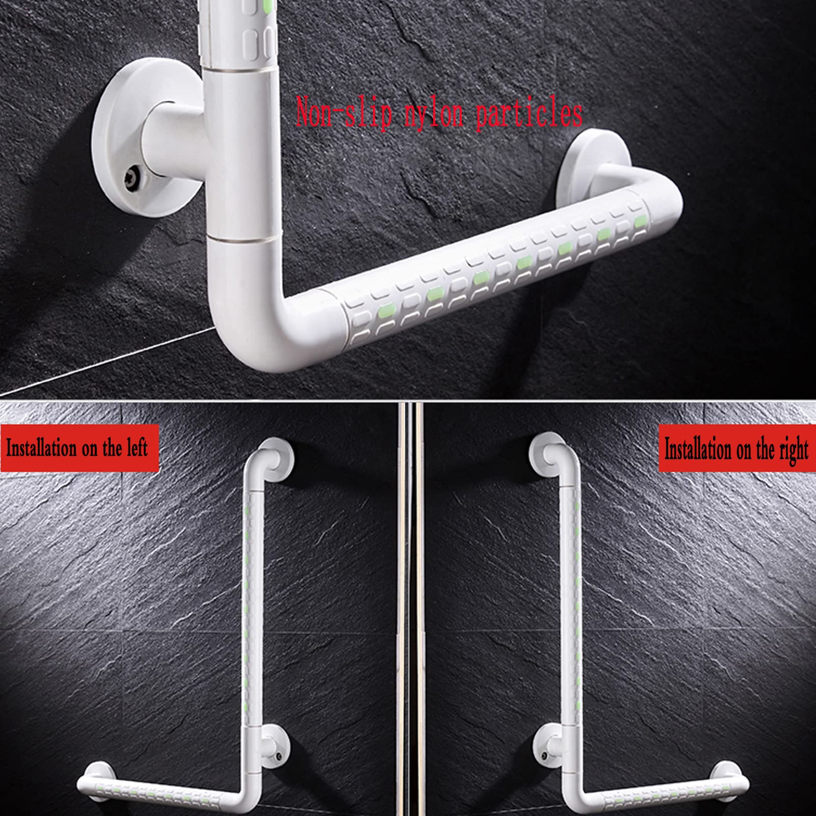 Asa De Seguridad De Acero Inoxidable,Barras De SujecióN Ducha en Forma De L,Asa Antideslizante Para Asidero De BañEra,Ayuda De Seguridad Para BañO Para Personas Mayores,Blanco (70x70cm/27.6x27.6in)