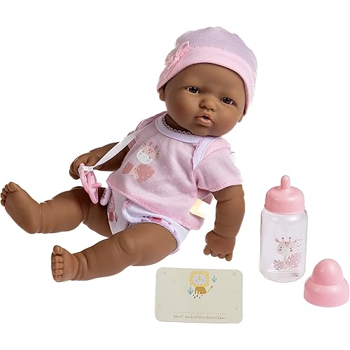 JC Toys - La Newborn Nursery | 7 Piece Baby Doll Gift Set | 12" Life-Like Hispanic Doll with Accessories | Purple | Ages 2+ (18347)