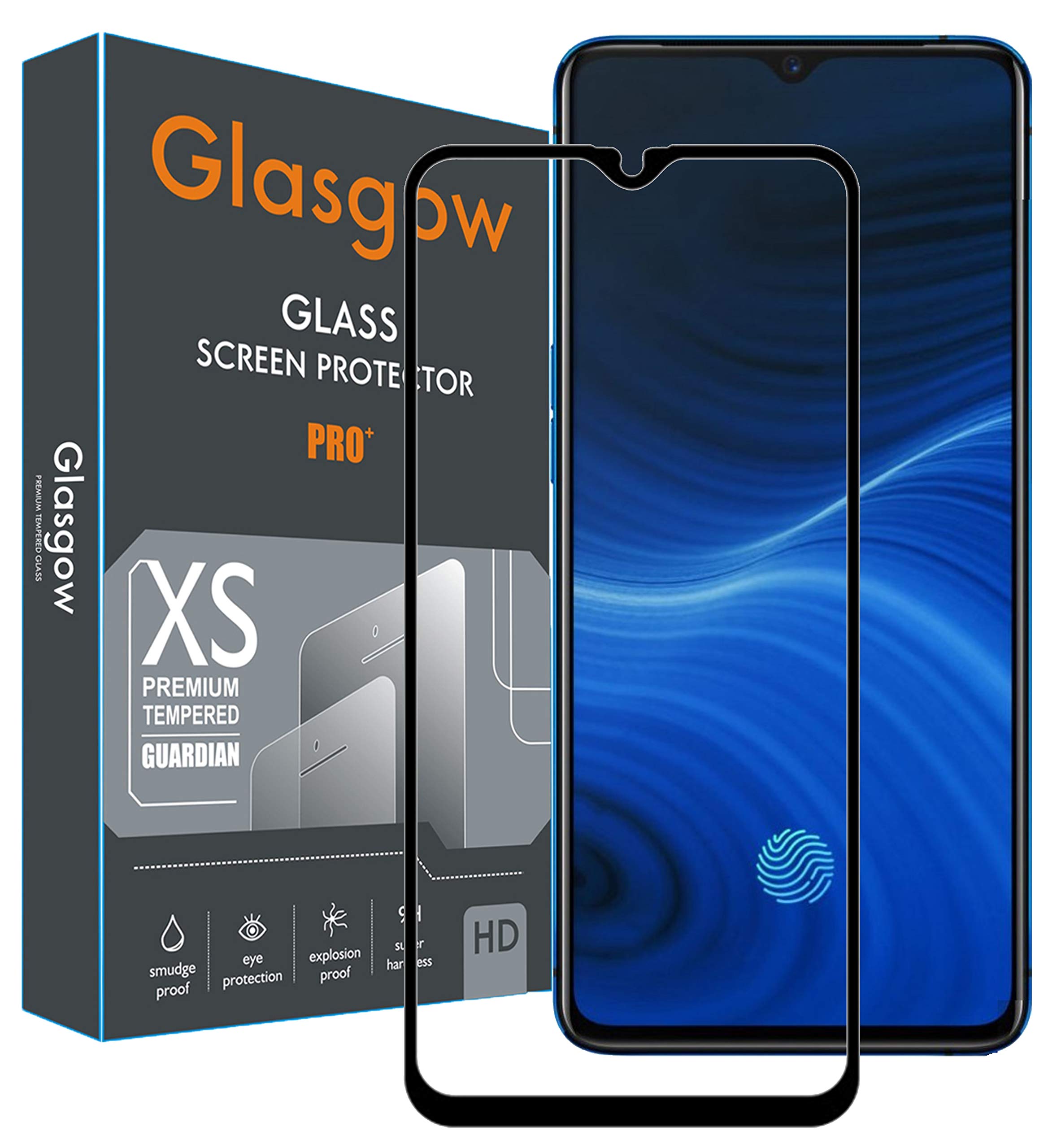 Glasgow Full Protection Tempered Glass for Realme X2 Pro Top Notch Edge to Edge Full Screen Coverage [Anti-Scratch] [Gorilla] [Free Cleaning Kit Included] - Black (B081V5KNNT) Amazon Price History, Amazon Price Tracker