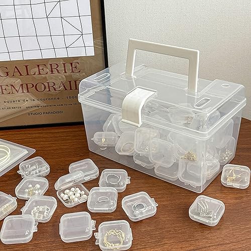 Miniatura 7 de 10x Mini caja de almacenamiento de plástico portátil soporte de medicina organizador de almacenamiento de joyería embalaje para pendientes