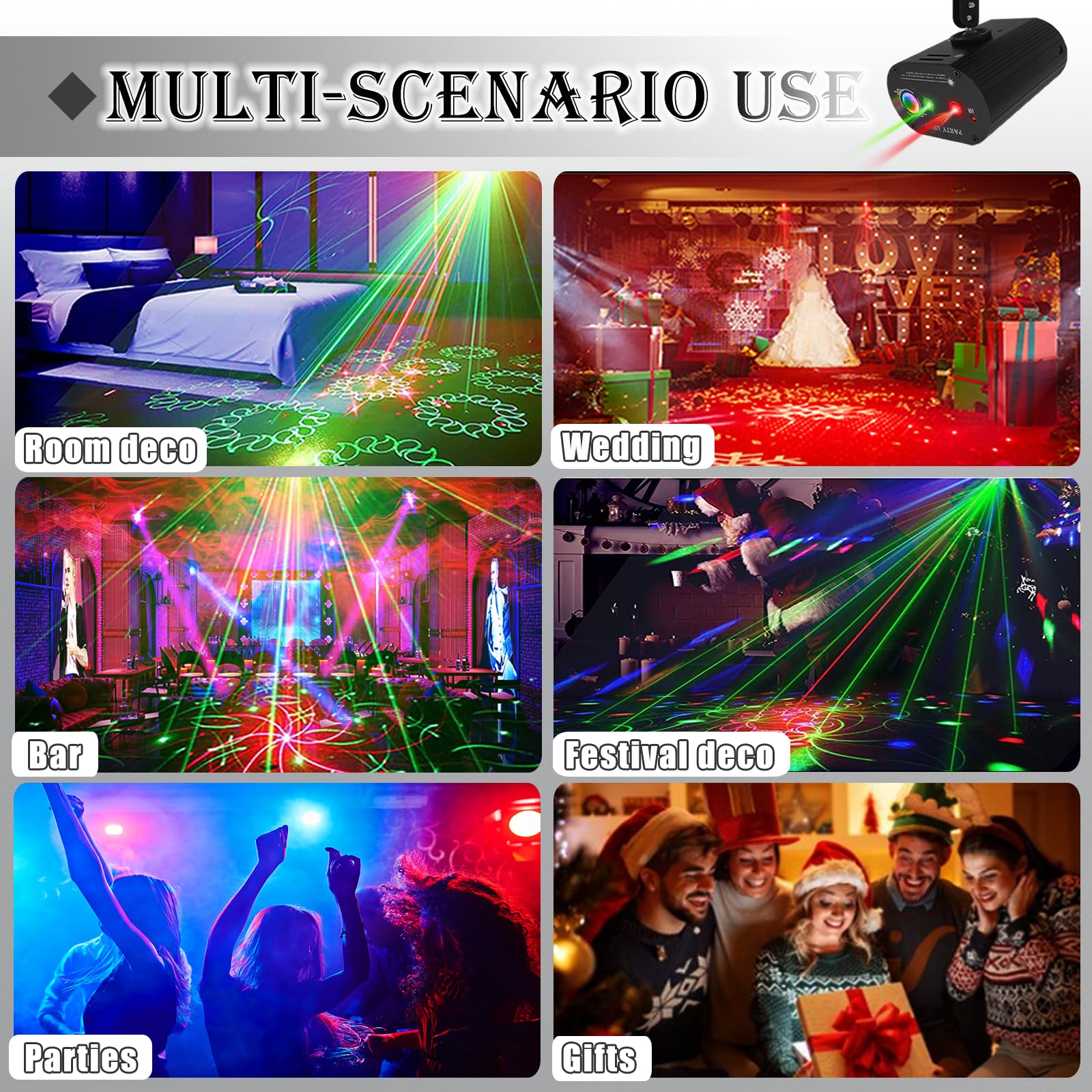 Party Lights,LED Disco Strobe Light,RGB Sound Activated with Remote Control Stage Lights,DJ Light Various Patterns Projector Effect for Bar Club Birthday Parties Christmas Holiday Decorations