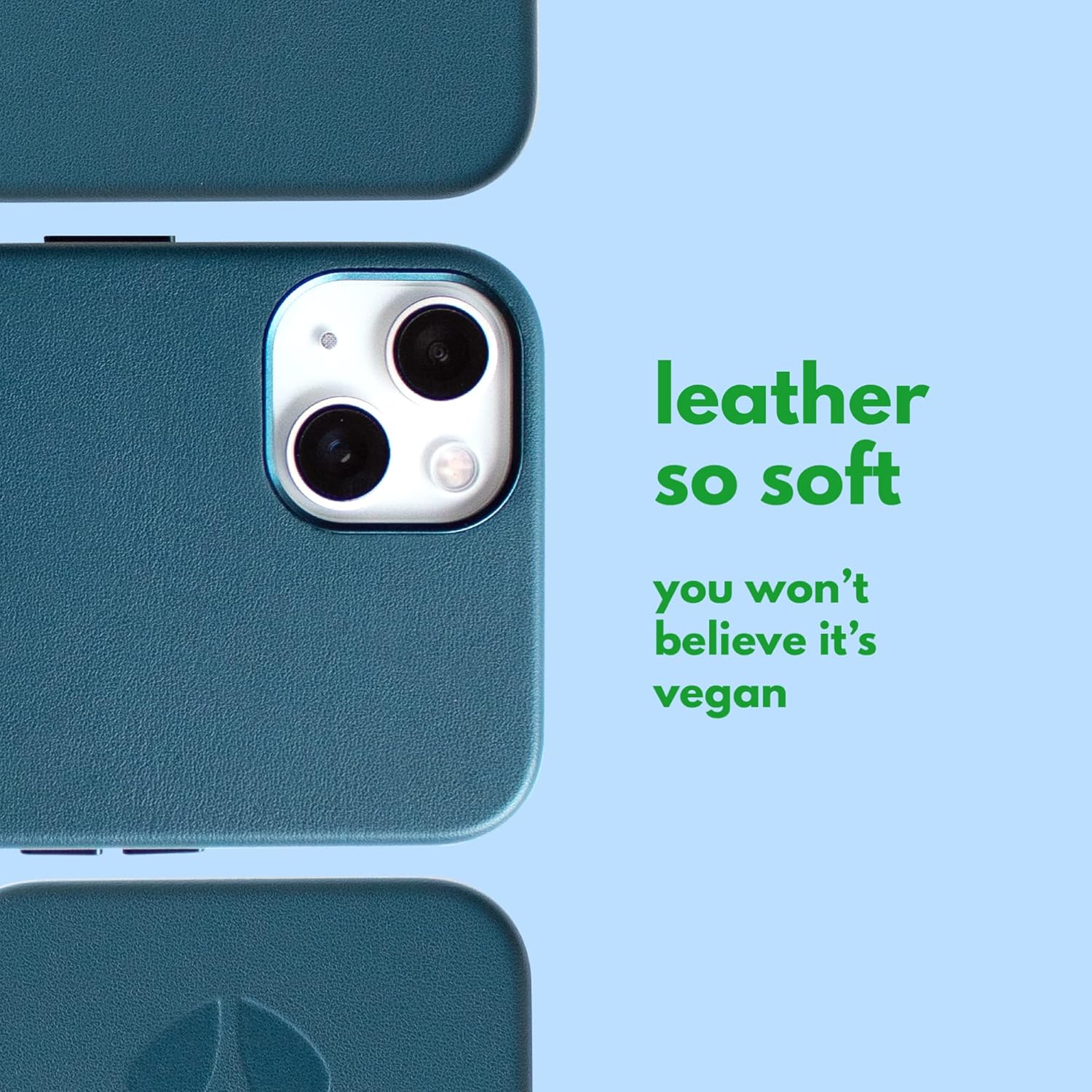 Vegan Leather Magnetic Case for iPhone 14 6.1" Baltic Blue