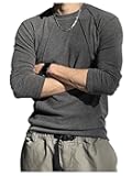 Men's Ribbed Knit Tops Crew Neck Long Sleeve T Shirts Fitted Fall Tops