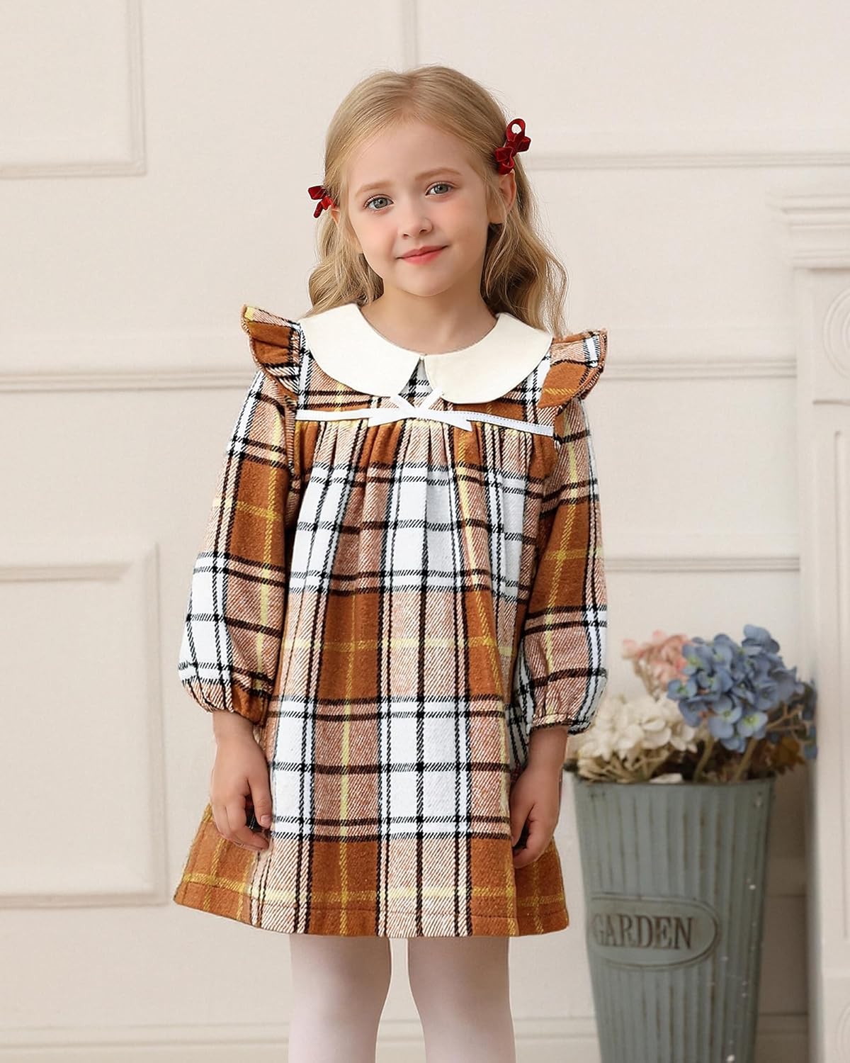 Kucnuzki Baby Girl Clothes Ruffle Long Sleeve Casual Plaid Dress Fall Winter Toddler Girls Dresses Cute Kids Clothes - Image 3