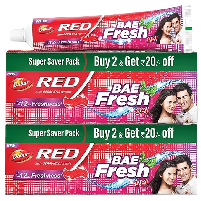 Dabur Red Bae Fresh Gel - 600gm (300gm*2) | Fights Bad Breath, Cavity Germs and Plaque | 12hr Freshness | Activ Germ-Kill formula