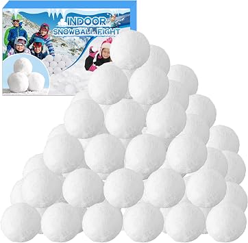 52 PCS Snow Snowball Fight Set, Fake Snow Ball Toss Toy, Artificial Snow Fight Ball, Xmas Party Supplies Winter Snowball Fight Games Indoors for Throwing Game,