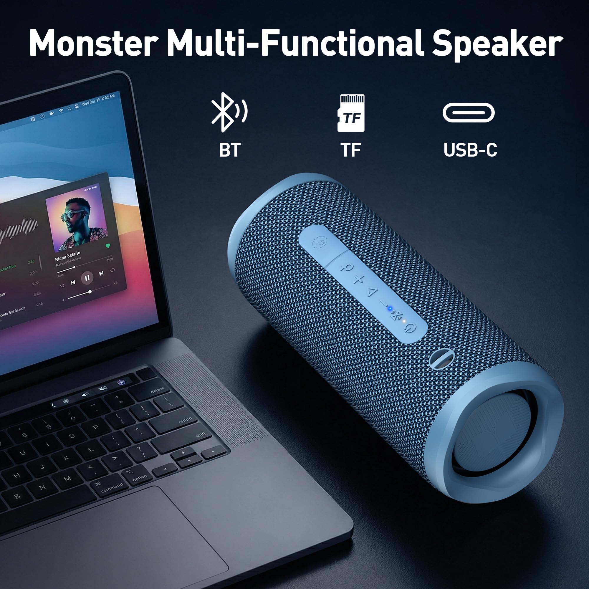 Monster Altavoz Bluetooth S620, altavoces Bluetooth inalámbricos portátiles para exteriores, estéreo inalámbrico de 60 W, IPX8 impermeable, doble emparejamiento, micrófono integrado Bluetooth 5.4