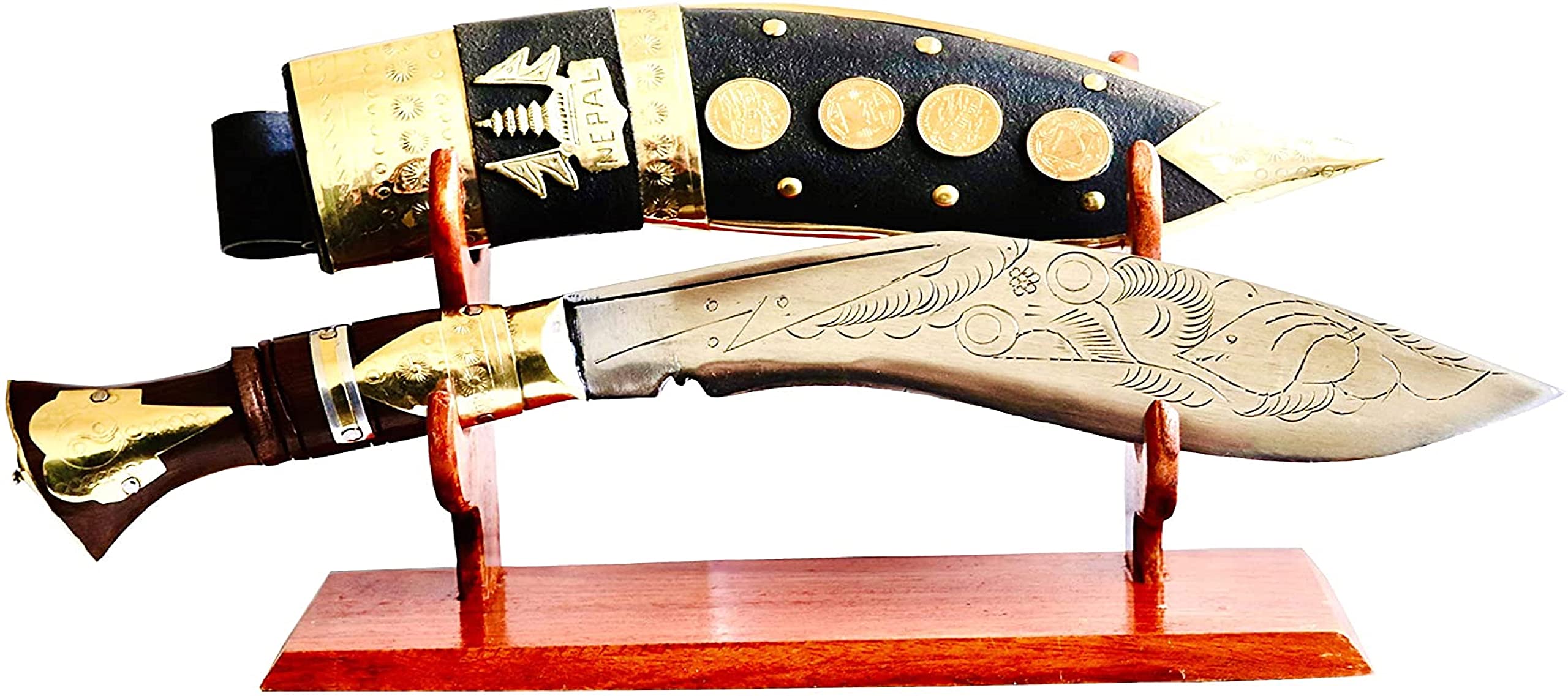 Buy Gurkha Kukri Display Wooden Stand Two Tier Handmade Wooden Kukri