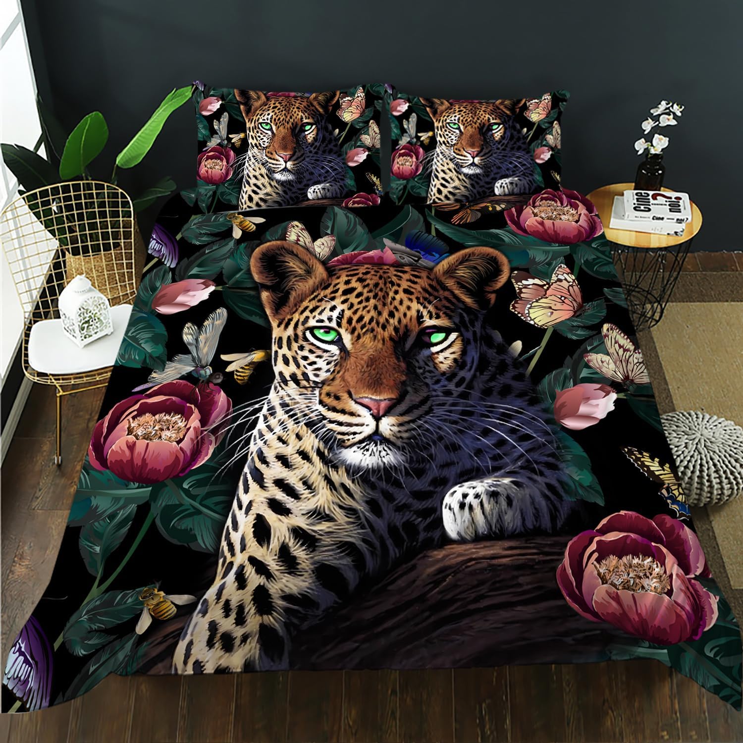 AILONEN Tiger Duvet Cover Set King Size, 3D Tiger with