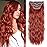 20 Inches Clip in Hair Extensions Double Weft Copper Red Long Wavy Hair Extensions for Women 4PCS Thick Hairpieces Synthetic Fiber (Copper Red)