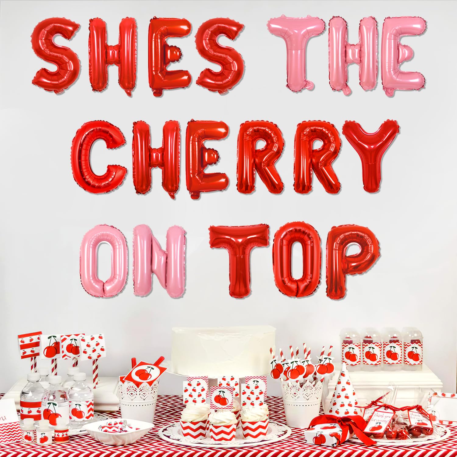 Cherry Baby Shower Decor A Cherry Sweet Baby Is On The Way Balloon Banner Berry Sweet Baby Girl Gender Reveal Balloons She S Cherry Top Baby Shower Supplies Frui