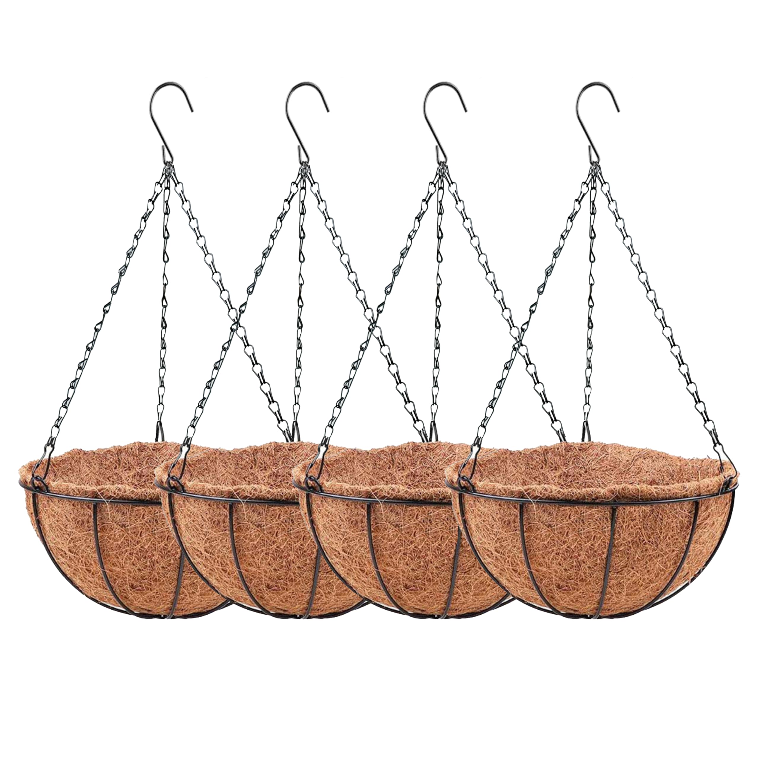 LaLaGreen Outdoor Hanging Baskets (8 in, 4 Pack) Black Coco Liner Planters