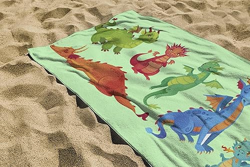 Miniatura 4 de Toalla de playa verde dinosaurio de 30 x 60 pulgadas, microfibra sin arena, secado rápido, para adultos, adolescentes y niños (verde dinosaurio)