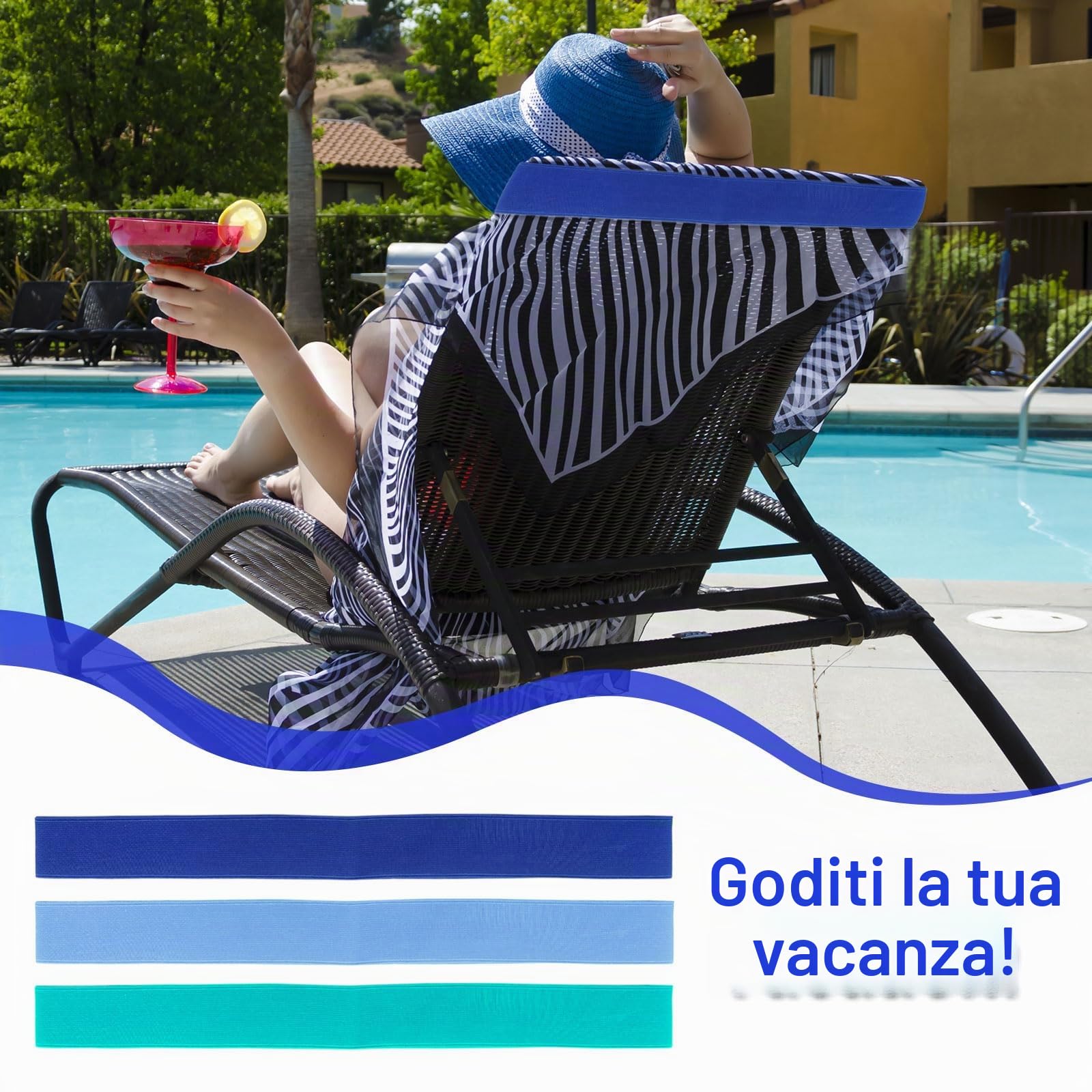FUIPVGI Confezione da 6 fascette per asciugamani da spiaggia, fasce per asciugamani da spiaggia, cinghie per asciugamani da spiaggia leggeri per lettini da sole, supporto elastico per asciugamani da