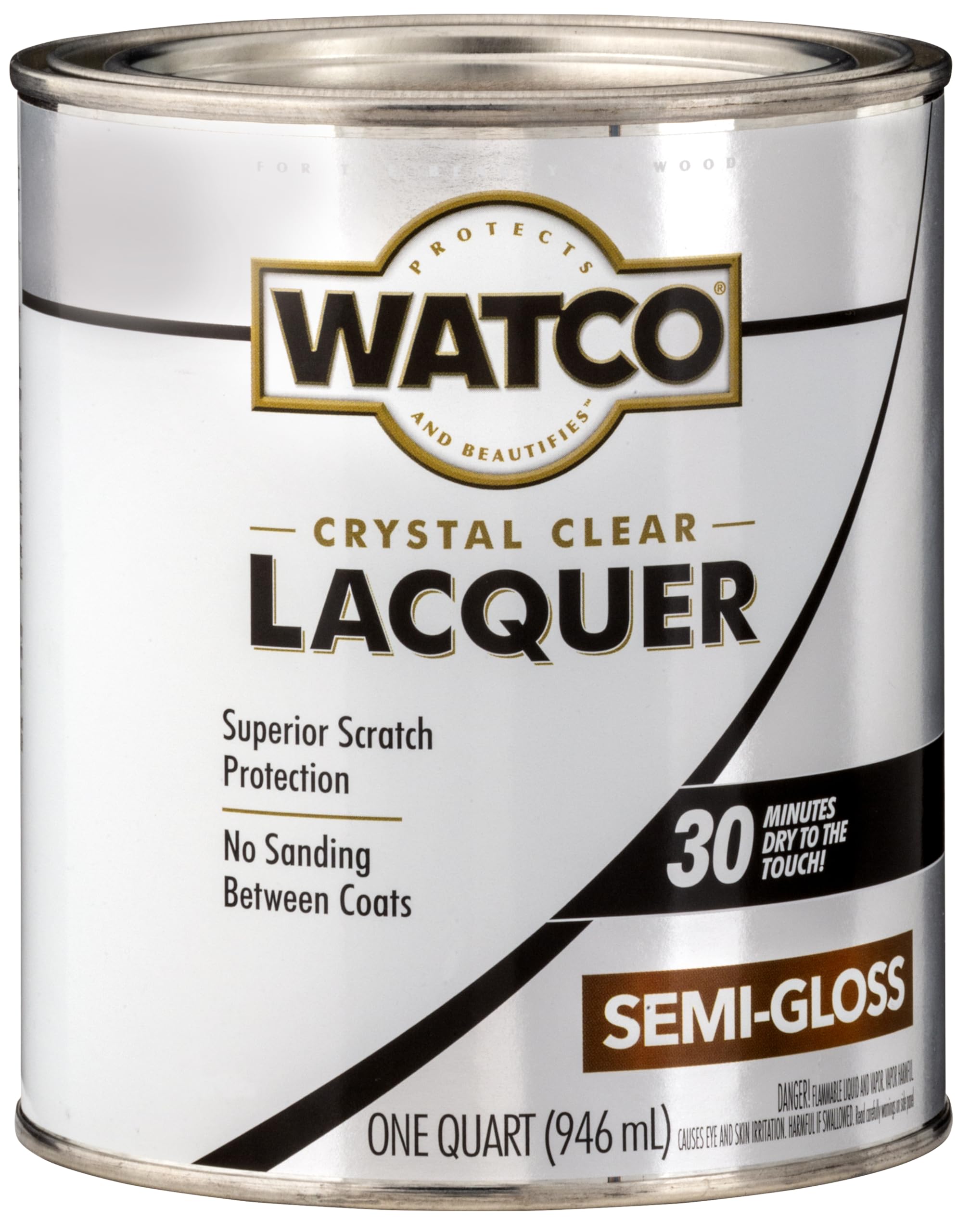 Watco 63141 Lacquer Clear Wood Finish, Quart, Semi-Gloss Clear