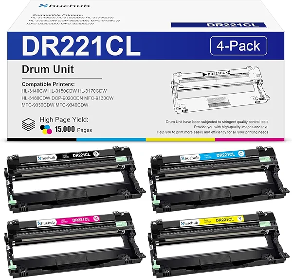 DR221CL Drum Unit Replacement for Brother DR-221CL DR221 DR 221 CL Drum Unit for DCP-9020CDN HL-3140CW HL-3150CDW HL-3170CDW HL-3180CDW MFC-9130CW MFC-9330CDW MFC-9340CDW Printer, 4-Pack
