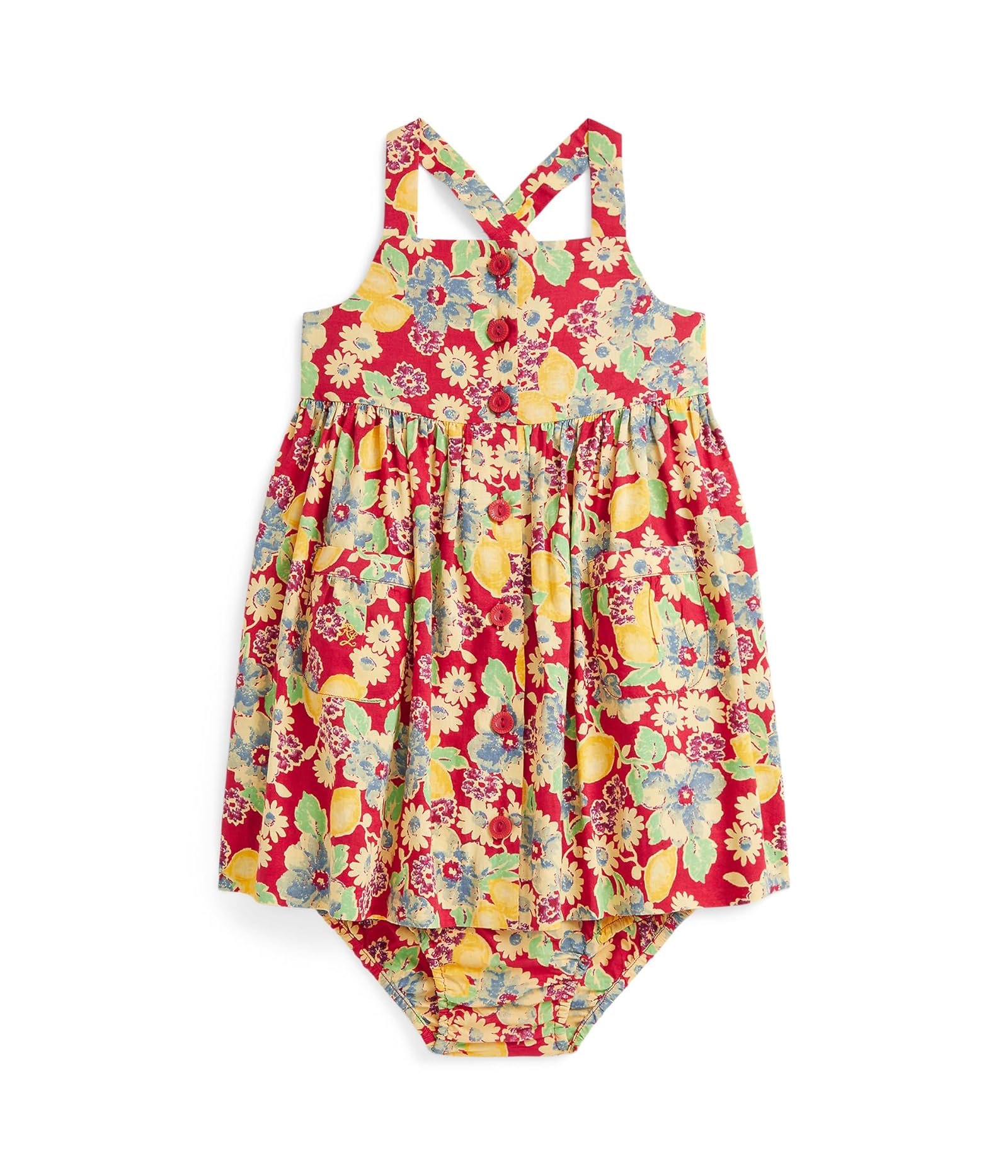 Polo Ralph Lauren Kids Lemon-floral Slub Cotton Dress & Bloomer (Infant) - Picture 2 of 3