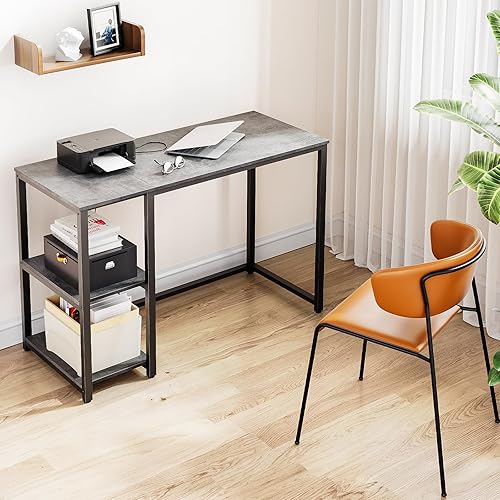 Miniatura 54 de SINPAID - Escritorio para computadora de 40 pulgadas con estantes de 2 niveles, escritorio resistente para la oficina de casa con gran espacio de