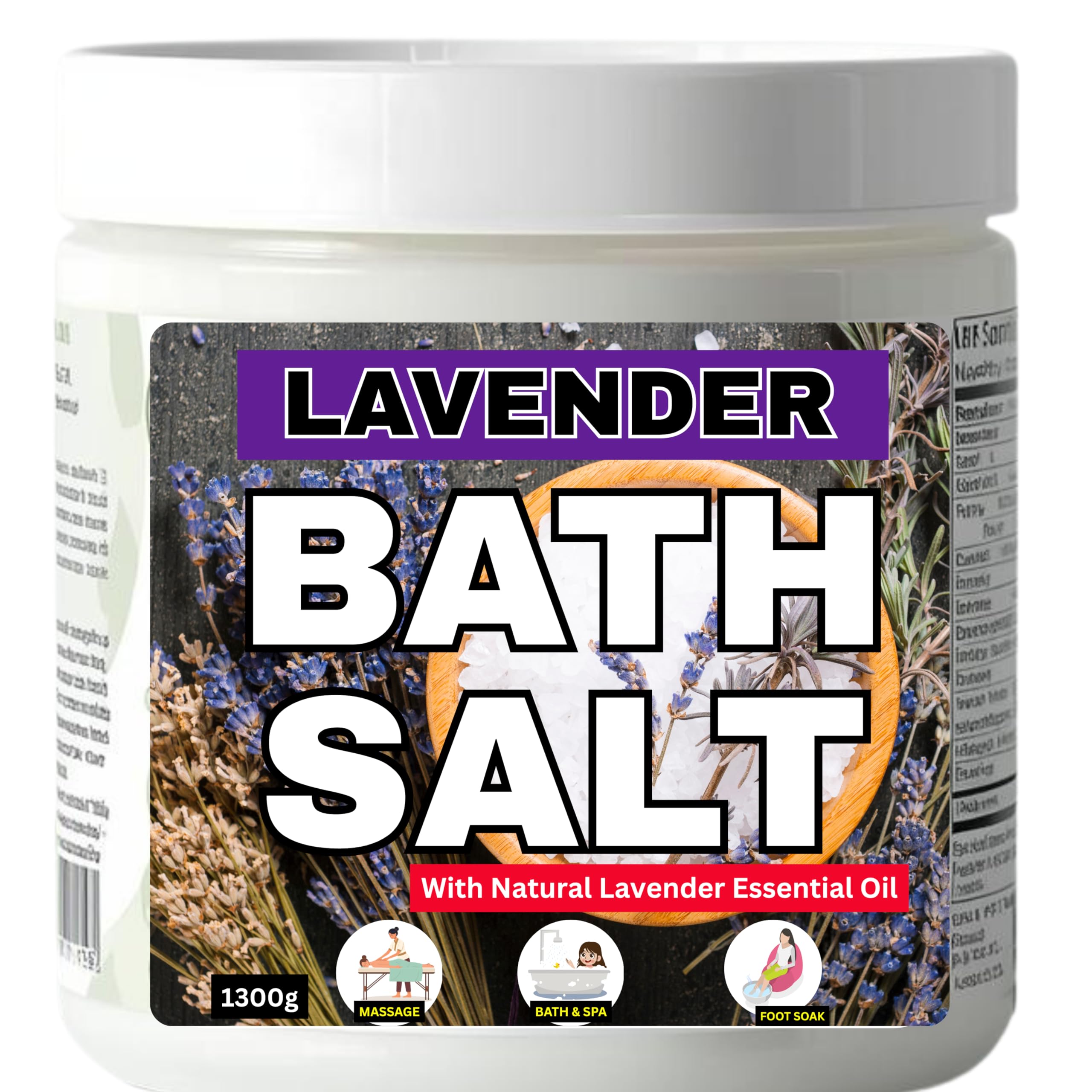 Sea Salt Lavender with Natural Lavender Essential Oil 1300g - Lavender Epsom Salt for Foot, Bath, SKin care and Massage - Stress Relief - Beauty - Relaxing - Bathing - Body Care-image-14