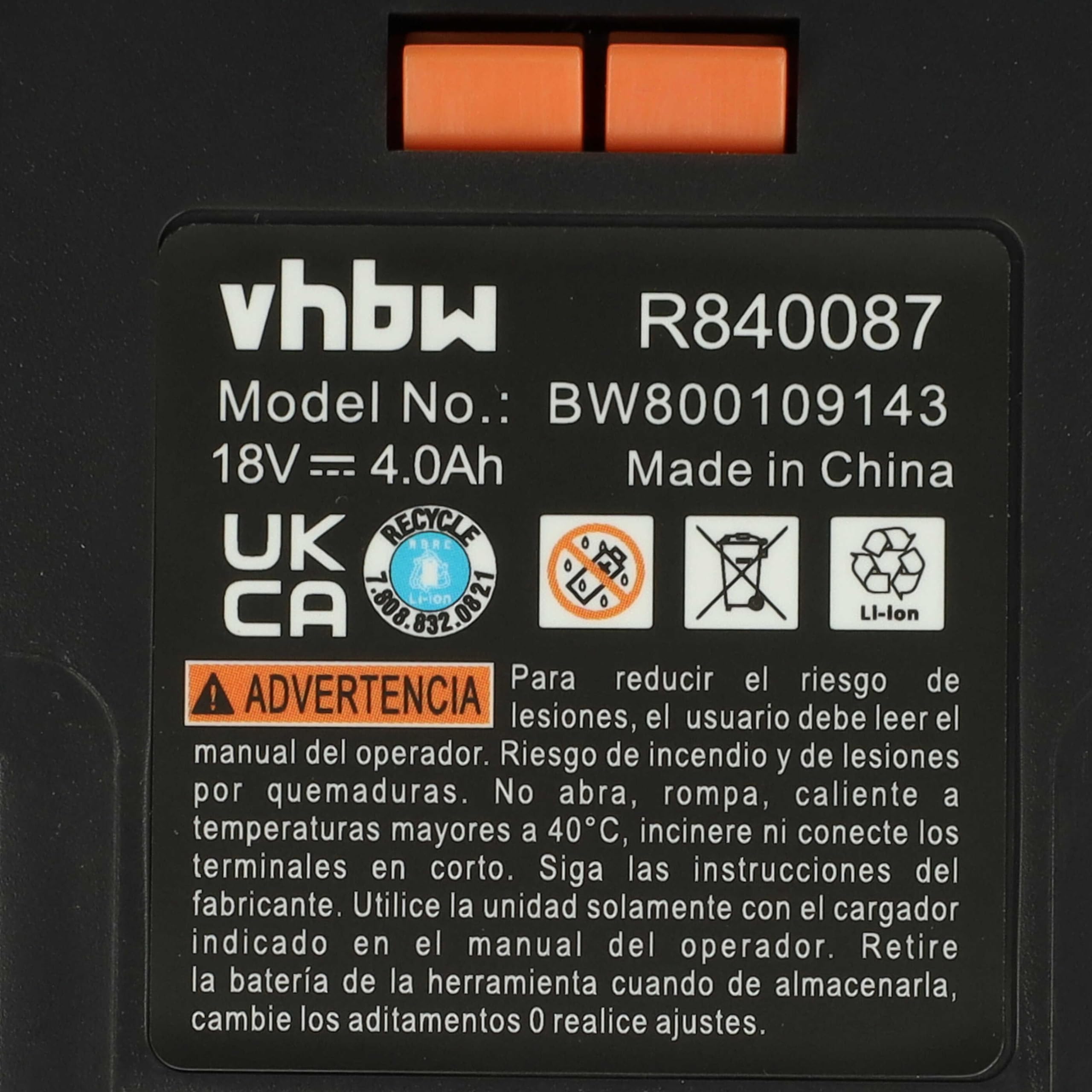 vhbw 1x batteria sostituisce AEG B1814, B1817G, L1830R, B1814G, B1817, L1815R, L1830, L1815, L1840R per utensile elettrico (4000 mAh, Li-Ion, 18 V)