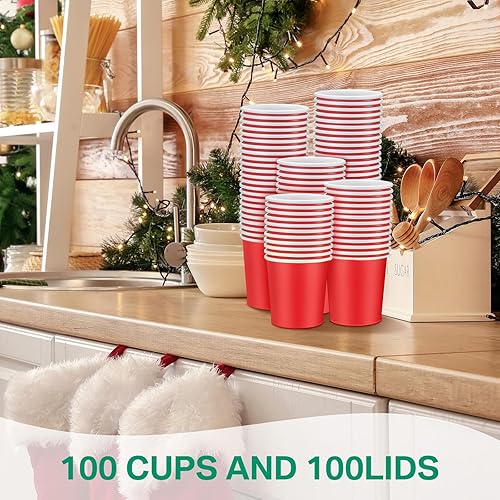 Miniatura 3 de Irenare Vasos de papel de sopa desechables de Navidad de 12 onzas con tapas ventiladas, tazones de sopa caliente con tapas, recipientes de papel